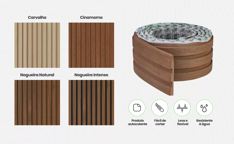 Painel Ripado Laminado Autocolante Cor Cinamomo Linha Madeto Meu Rodapé | Envio FULL