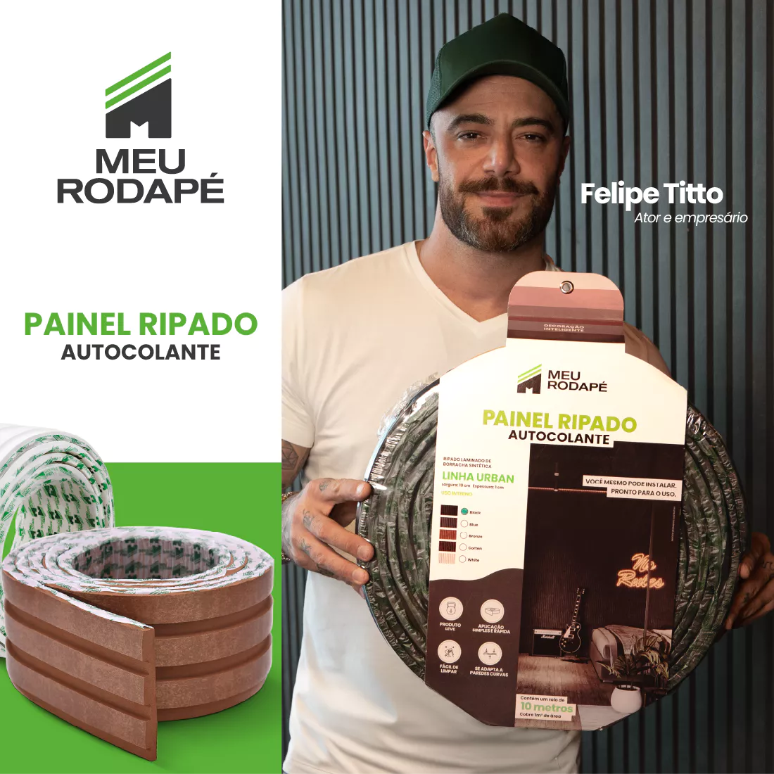 Painel Ripado Laminado Autocolante Cor Cinamomo Linha Madeto Meu Rodapé | Envio FULL