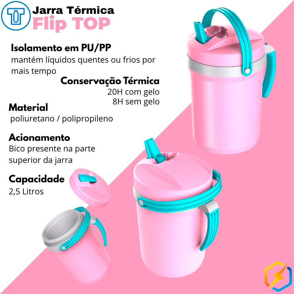 Kit Rosa Termolar 3 Caixa Cooler Térmicos 8 Litros e 2 Jarras Térmicas ...
