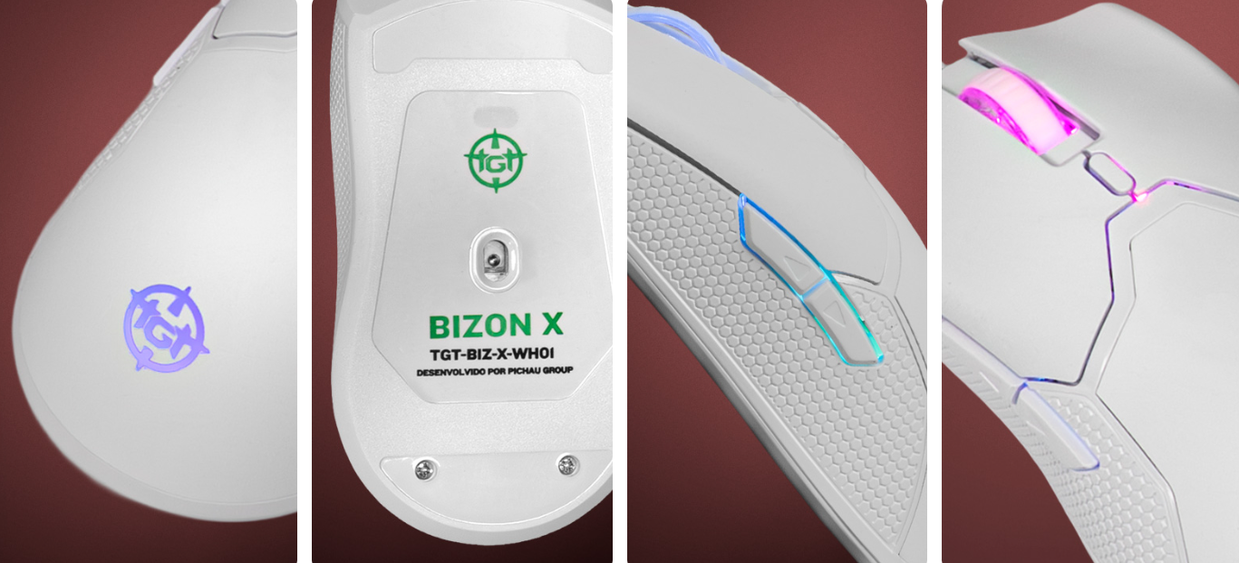Mouse Gamer TGT Bizon X, Rainbow, 7200DPI, 6 Botoes, Branco, TGT-BIZ-X ...