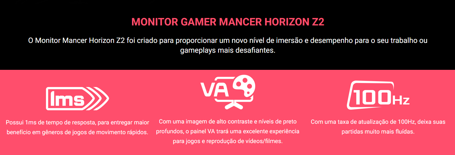 Monitor Gamer Mancer Horizon Z2, 27 Pol, VA, FHD, 100Hz, 1ms, HDMI/VGA ...