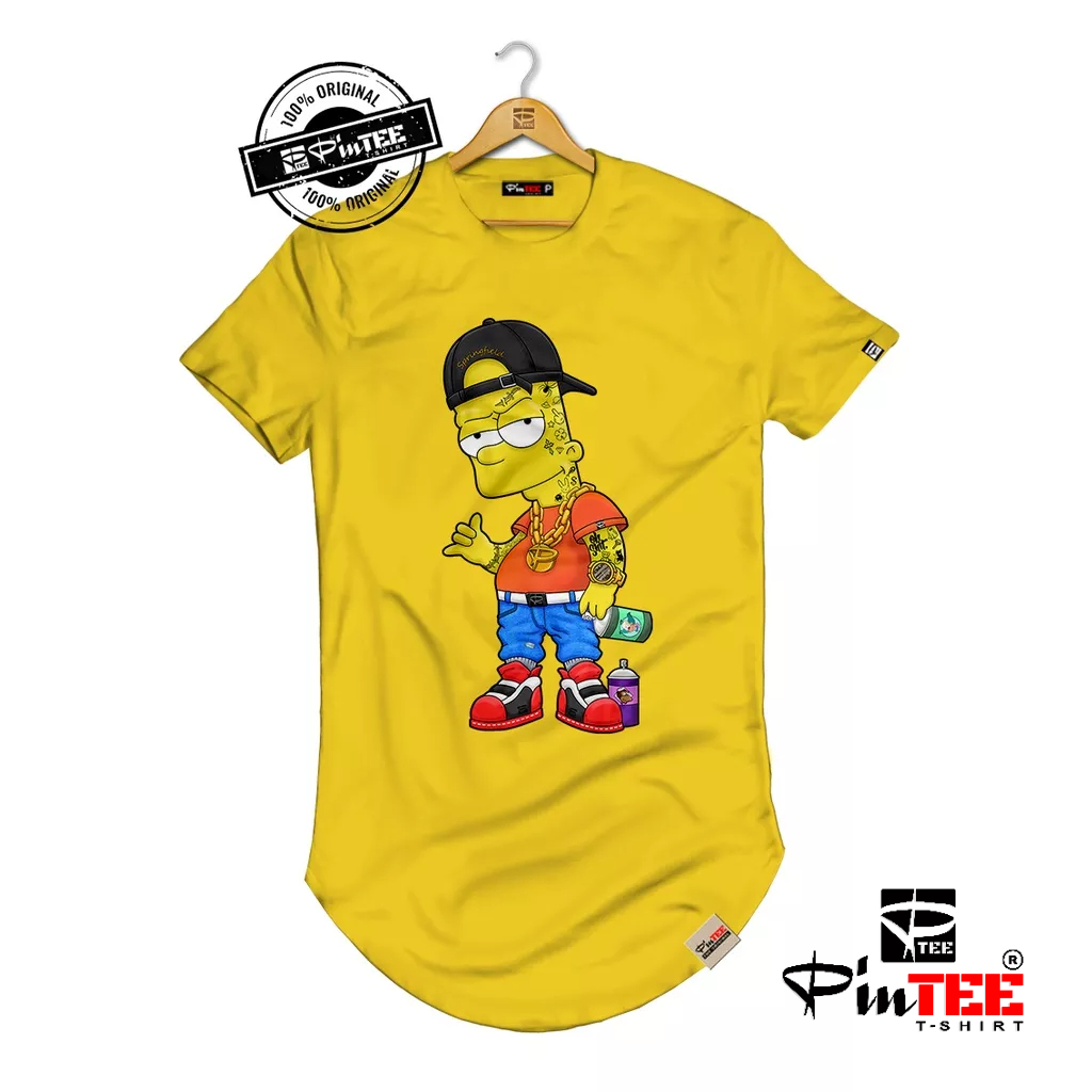 Camiseta Pintee Longline Camisa Masculina Bart Street Blusa Top 100% Algodão Ótima Qualidade