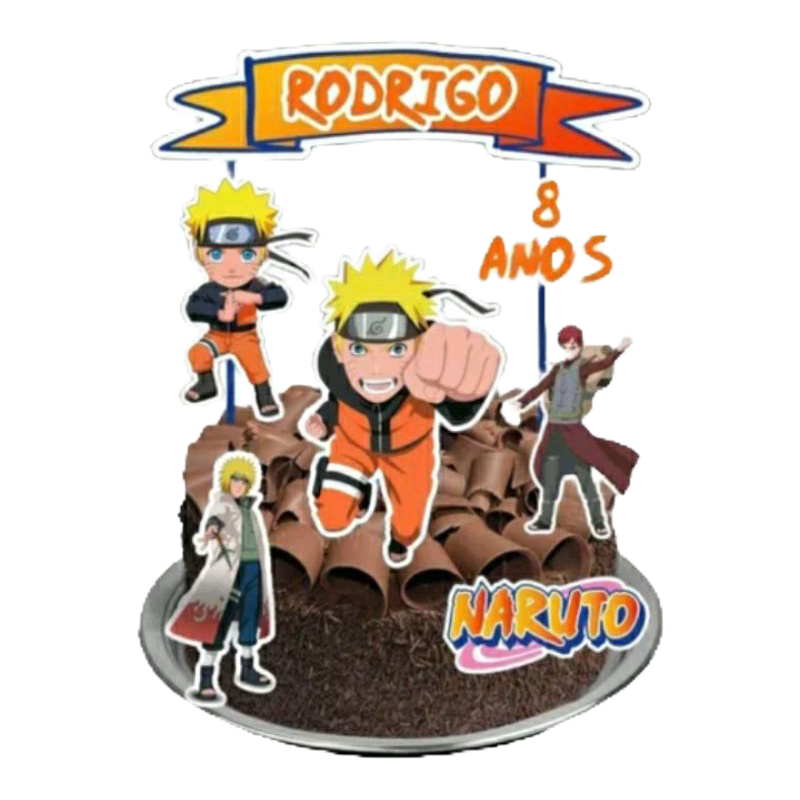 Topo Topper Bolo NARUTO Cortado Colado Envio Imediato Personalizado