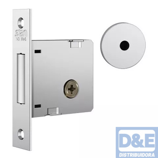Fechadura Trava Auxiliar de Segurança Tetra Stam 1004 Inox Com 4 Chaves Roseta Redonda