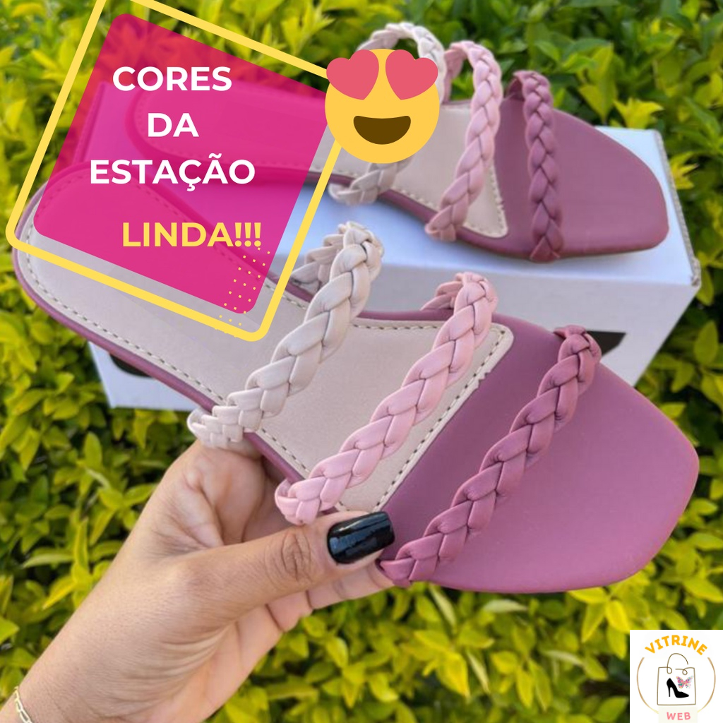 Sandália Feminina Rasteirinha VITRINE 3 Tiras