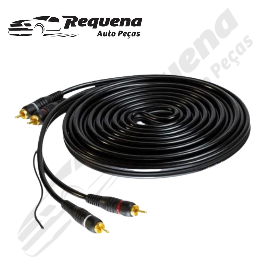 Cabo De Som Automotivo Rca Metros Plugs Preto Emborrachado Shopee Brasil