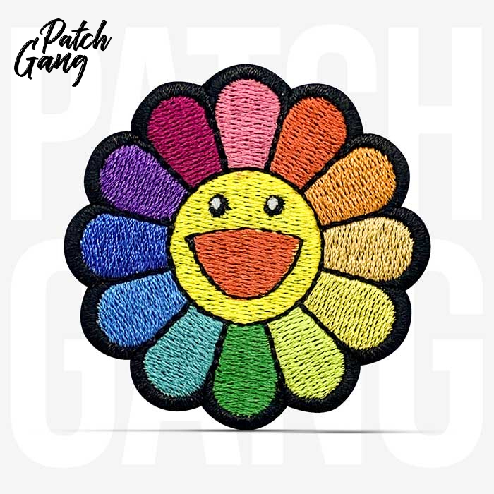 PATCH GANG Bordado Takashi Murakami flor colorida 6x6cm