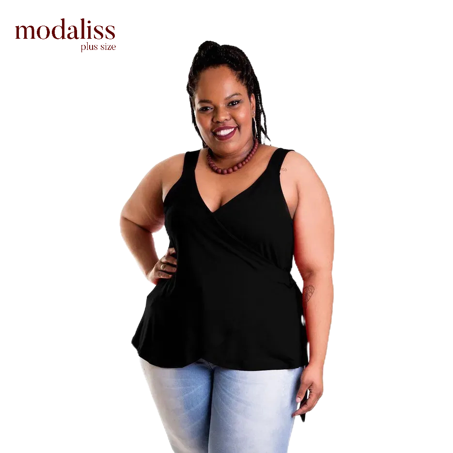 Blusa Transpassada De Amarração Com Fivela Dupla Plus Size