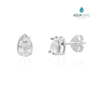 Brincos gota zirconia galeria cristal prata 925 em Oferta na Shopee