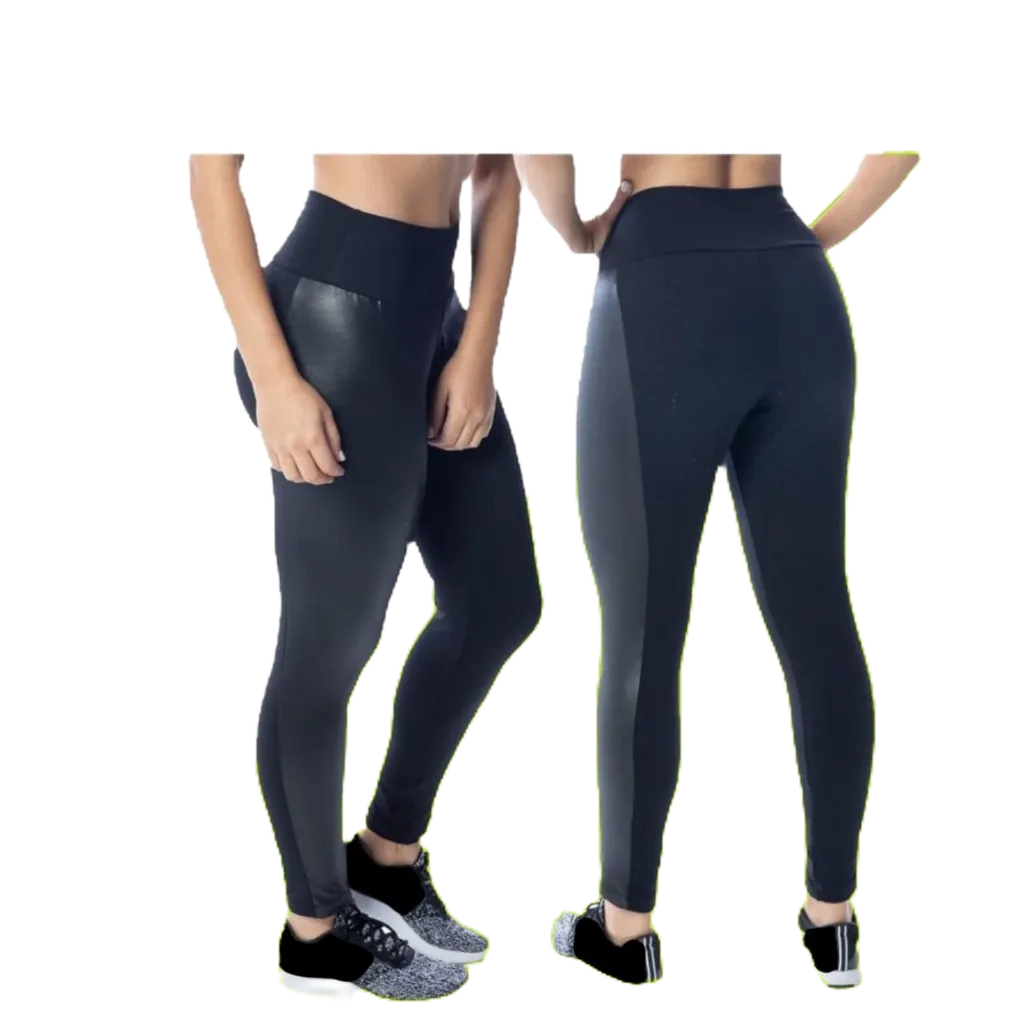 Legging Feminina Peluciada com Cirre na lateral - Couro Fake