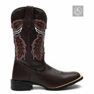 Bota Botina Texana Country Masculina Folhada