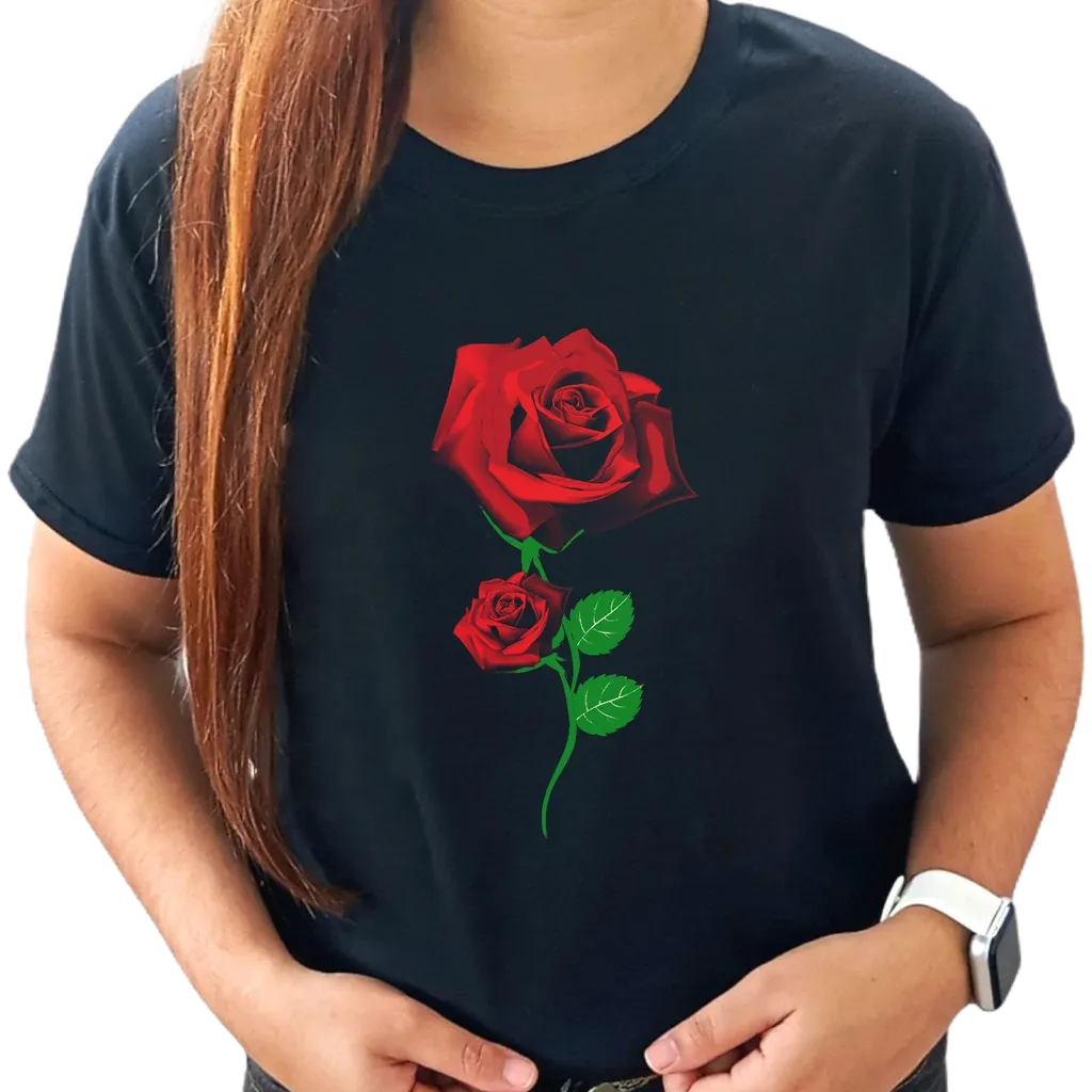 Blusa T Shirt Feminina Rosa Vermelha Shopee Brasil 6168