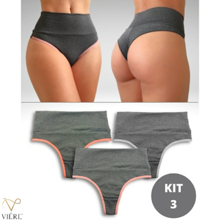 Kit 6 Calcinha Cós Alto Compressão Barriga Plus Size Fitness Viére