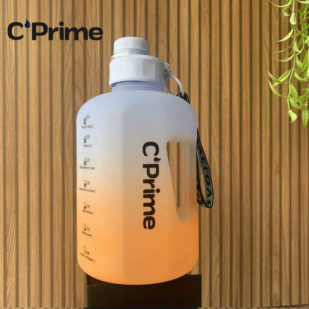 Garrafa de Água 2 Litros CPrime Galão Academia 2L Laranja Masculina