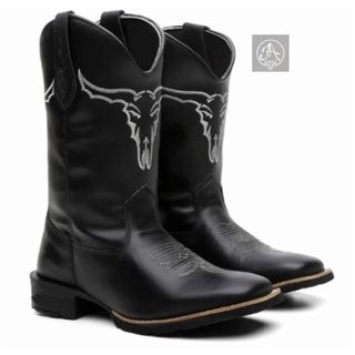 Bota Botina Texana Country Masculina cara do boi Desenhado