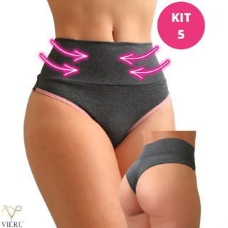 Kit 5 Calcinha Fio Fitness Cós Alto FIO Duplo
