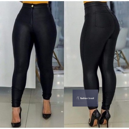 Calça Legging Premium Fake Emita Jeans Black Detalhada Tendencia- - Preto