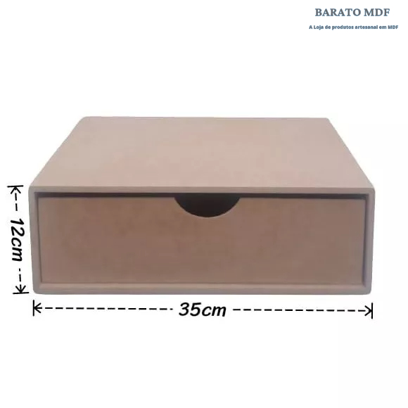 Organizador Mesa Escritório MDF 6 MM Cru 1 Gaveta Para Porta Folhas A4, Documentos e Acessórios Suporta 500 folhas Sulfite A4