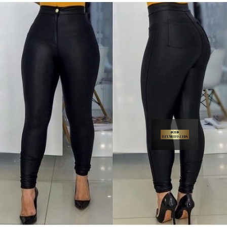 Mulheres Magras Leggings Faux Denim Jeans De Cintura Alta Calças Elásticas  Ginásio Treino Jogging