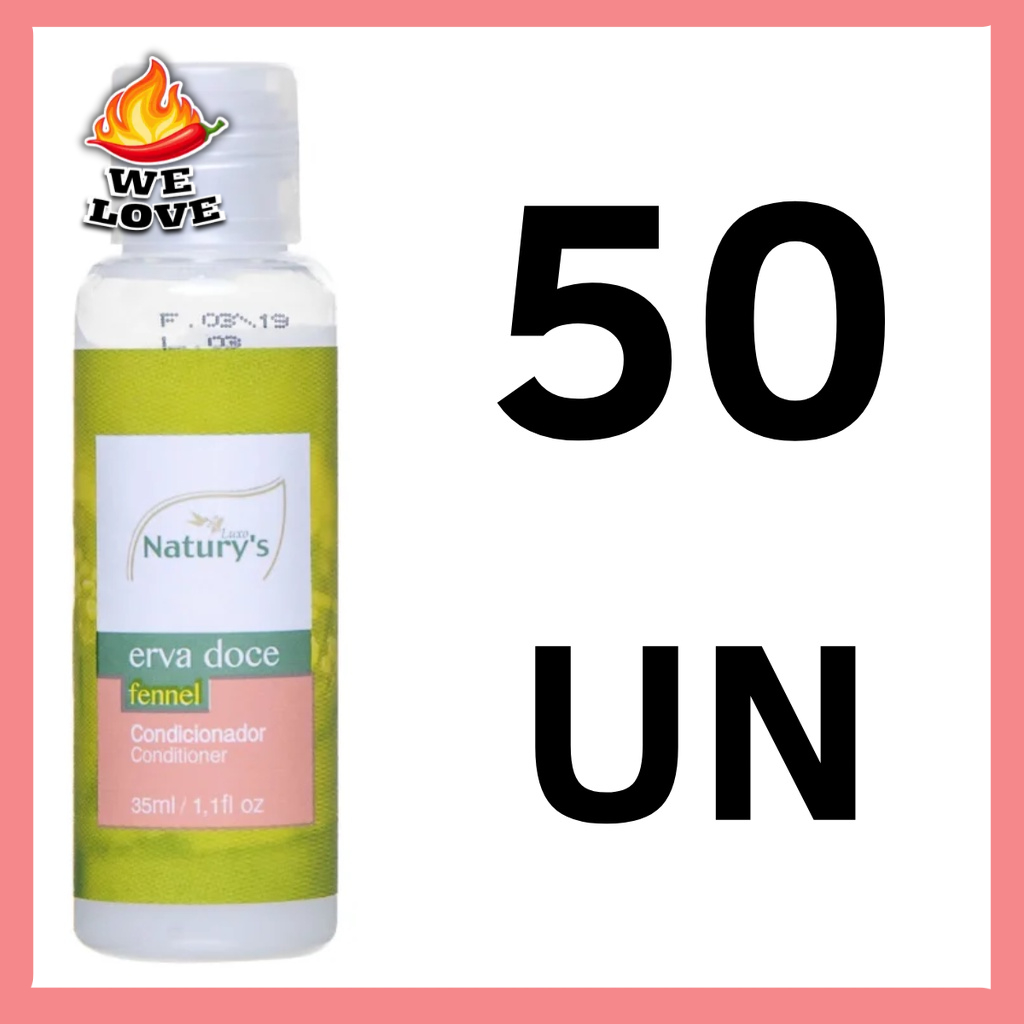 Kit Caixa Com 50 Condicionador Para Hotel Erva Doce Frasco 30ml Natury