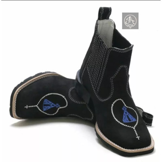 Botina bota texana country em couro legítimo Masculina Nossa Senhora