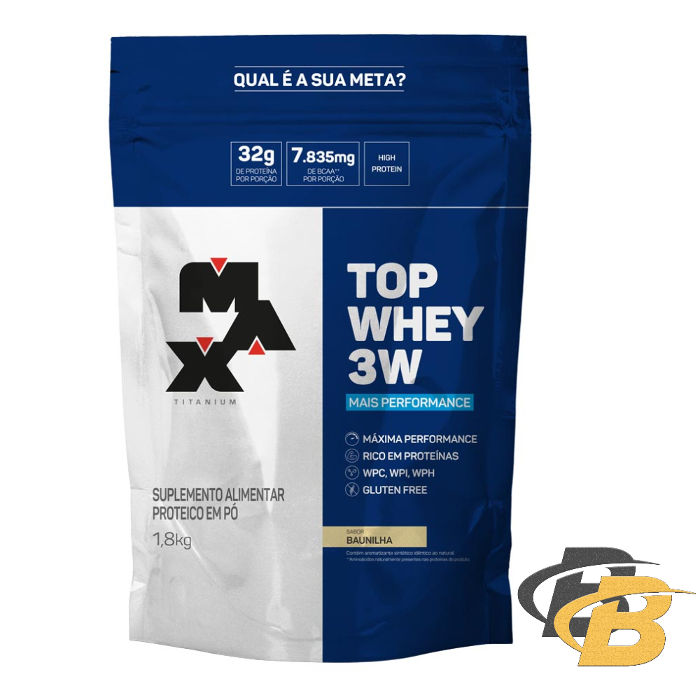 Top Whey 3w – 1,8kg ( Refil ) Concentrada Isolada Hidrolisada – Max Titanium