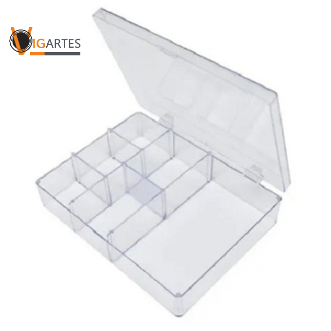 10 Caixas com Divisória, Caixa Organizadora Acrílico transparente 14 cm