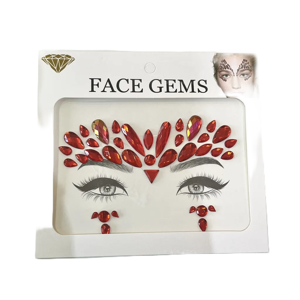 Adesivo para rosto Face Gems Vermelho Shopee Brasil