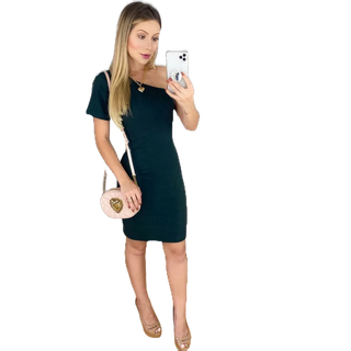 Vestido Feminino Midi Manga Curta Promoção Últimas Peças
