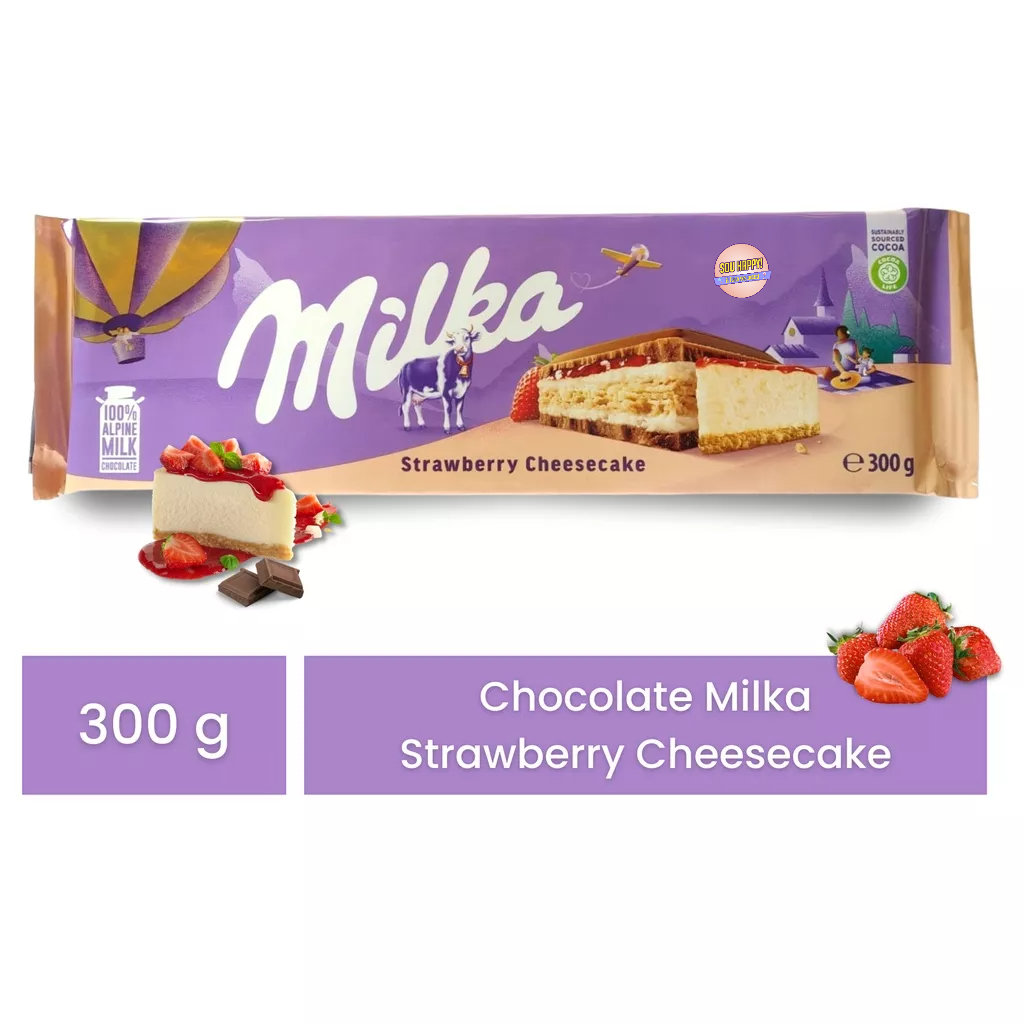 Chocolate Milka Strawberry Cheesecake 300g Importado Barra Grande Morango MMMAX