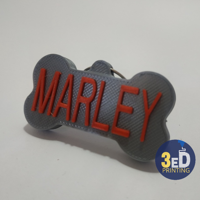Tag formato de osso com nome personalizado - Tag nome cachorro - Impressão 3d