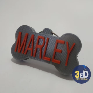 Tag formato de osso com nome personalizado - Tag nome cachorro - Impressão 3d