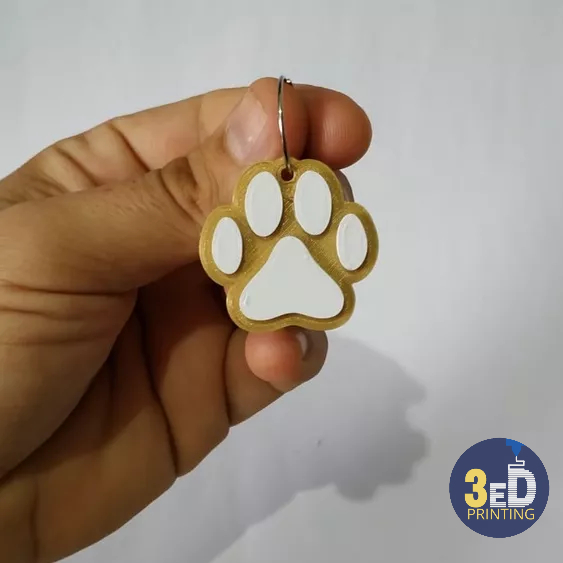 Chaveiro Pata de Cachorro personalizada colorida - Impressão 3D