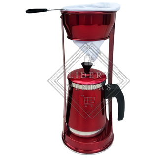Bule para Café + Coador + Mancebo de Suporte, Tudo no Alumínio Premium e Na Cor Vermelha