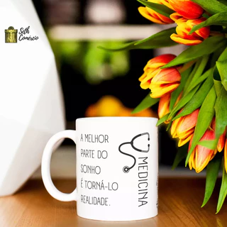 Caneca Porcelana Sonho Medicina Presente Natal Amigo Medico