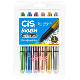 Estojo Cis Brush Pen Metallic - Marcador Artístico 6 Cores