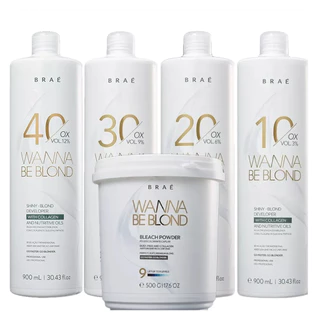 Braé Kit Wanna Be Blond Água Oxigenada 900ml + Pó Descolorante 500g