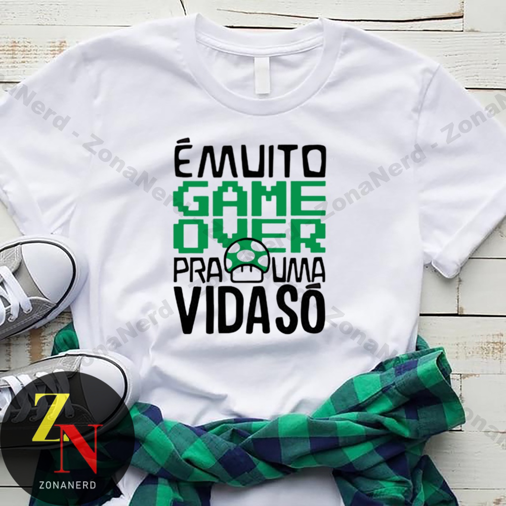 Camiseta Game Over Vida Tshirt Geek Blusa Divertida