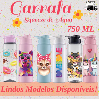 garrafa de água Squeeze Sport De Plástico 750ml Varios Modelos