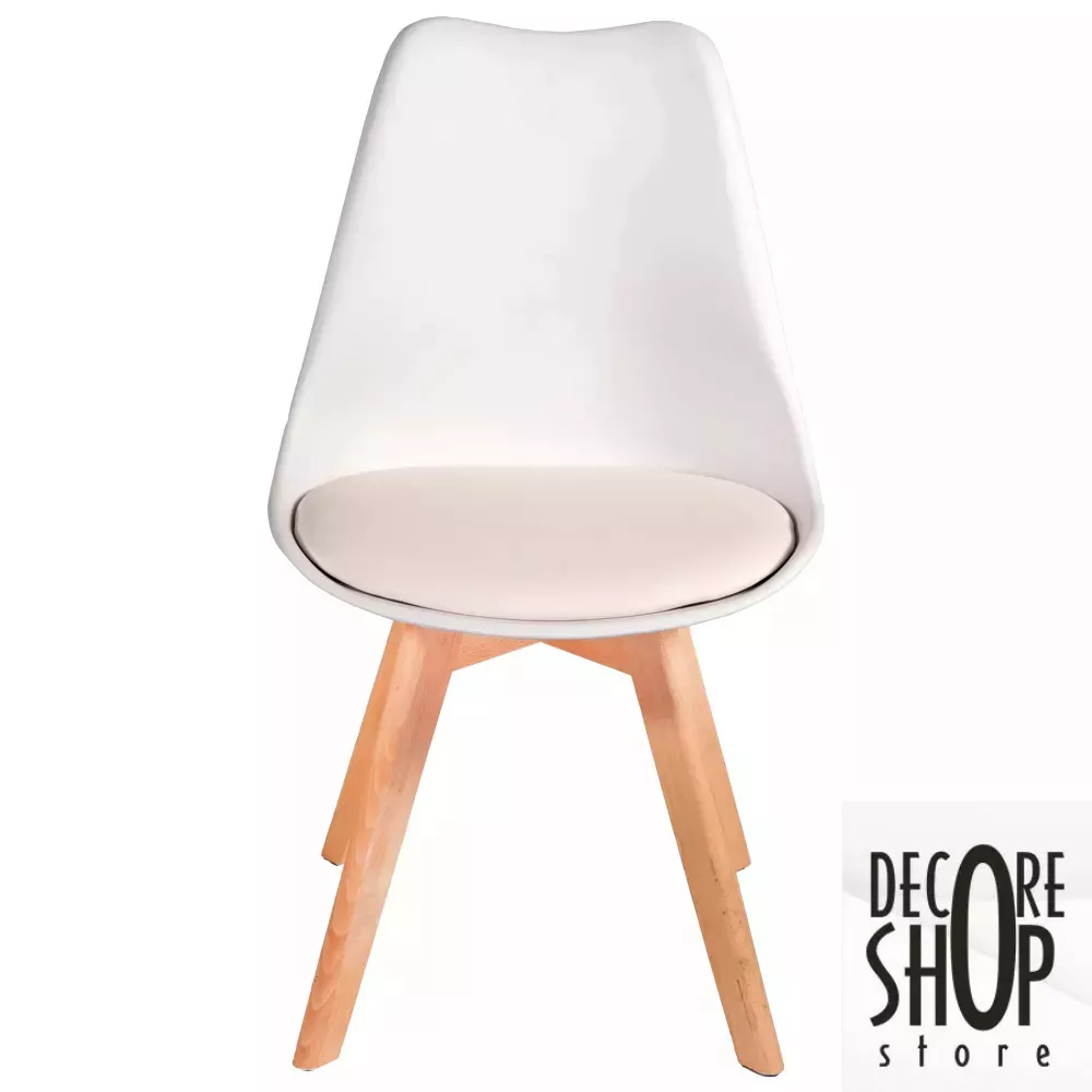 Cadeira Leda Branca - Charles Eames Wood com Almofada