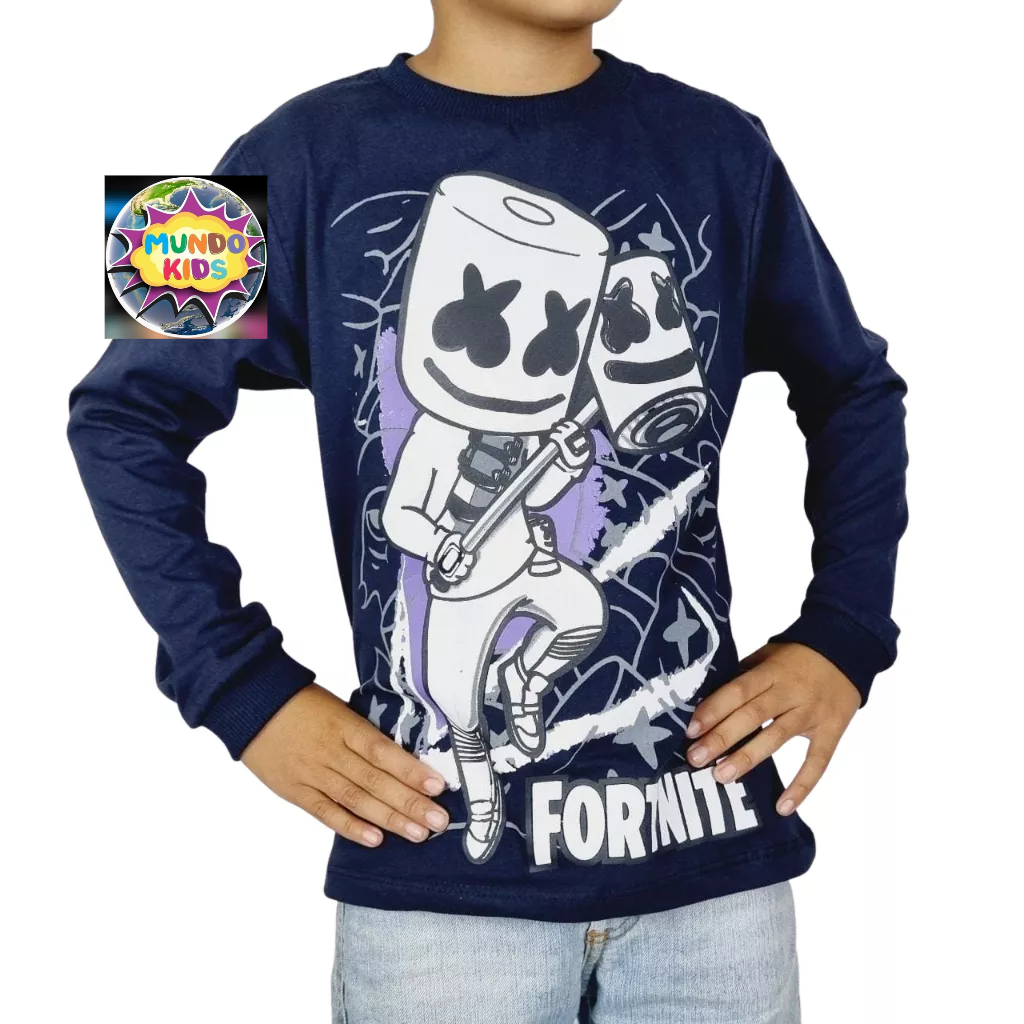 Camiseta Camisa Manga Longa Infantil FortNite Alta Qualidade