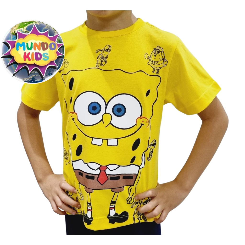 Roupa para menino camiseta Bob Esponja 100% algodão estampa Silk ...