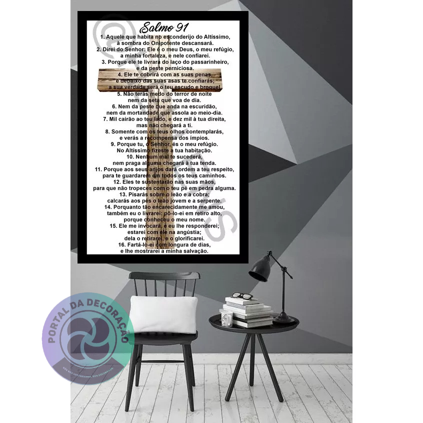 Quadro Decorativo Salmo 91 Frase Religioso