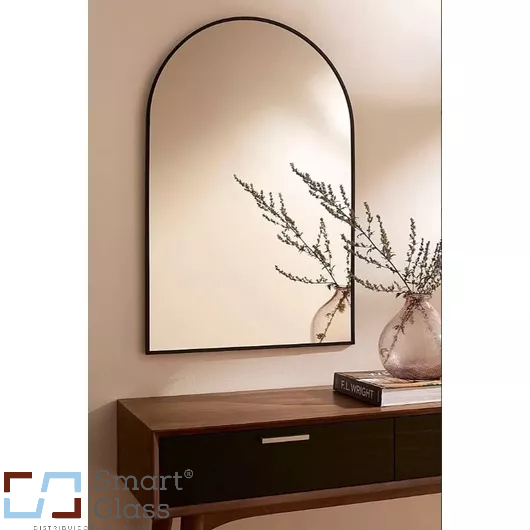 Espelho De Vidro 70,3x50,5 Oval Premium em Arco Com Moldura e Suporte Pratic