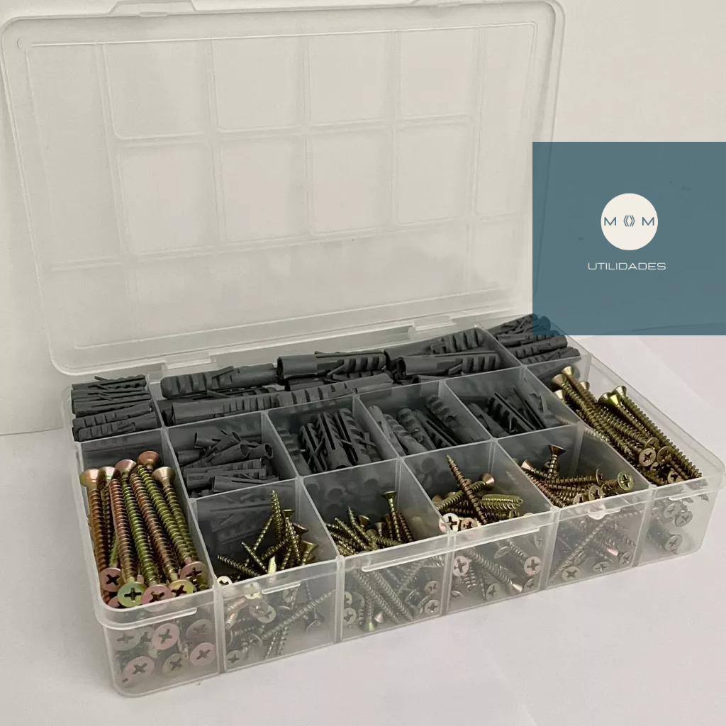 Parafusos e bucha 420 peças com organizador