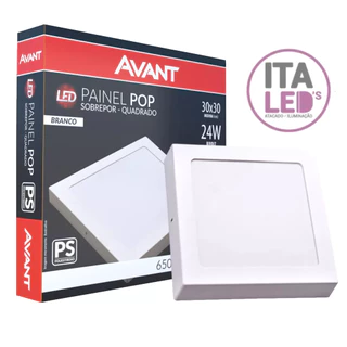 Luminária Painel Plafon Led 24W Avant Quadrado Sobrepor Branco Frio 6500K Bivolt