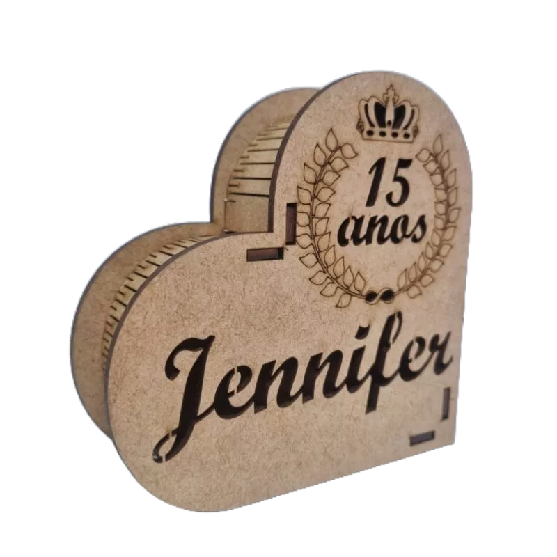Kit 25 UNIDADES Caixa Coração PERSONALIZADO 15 ANOS, Bombom Mdf