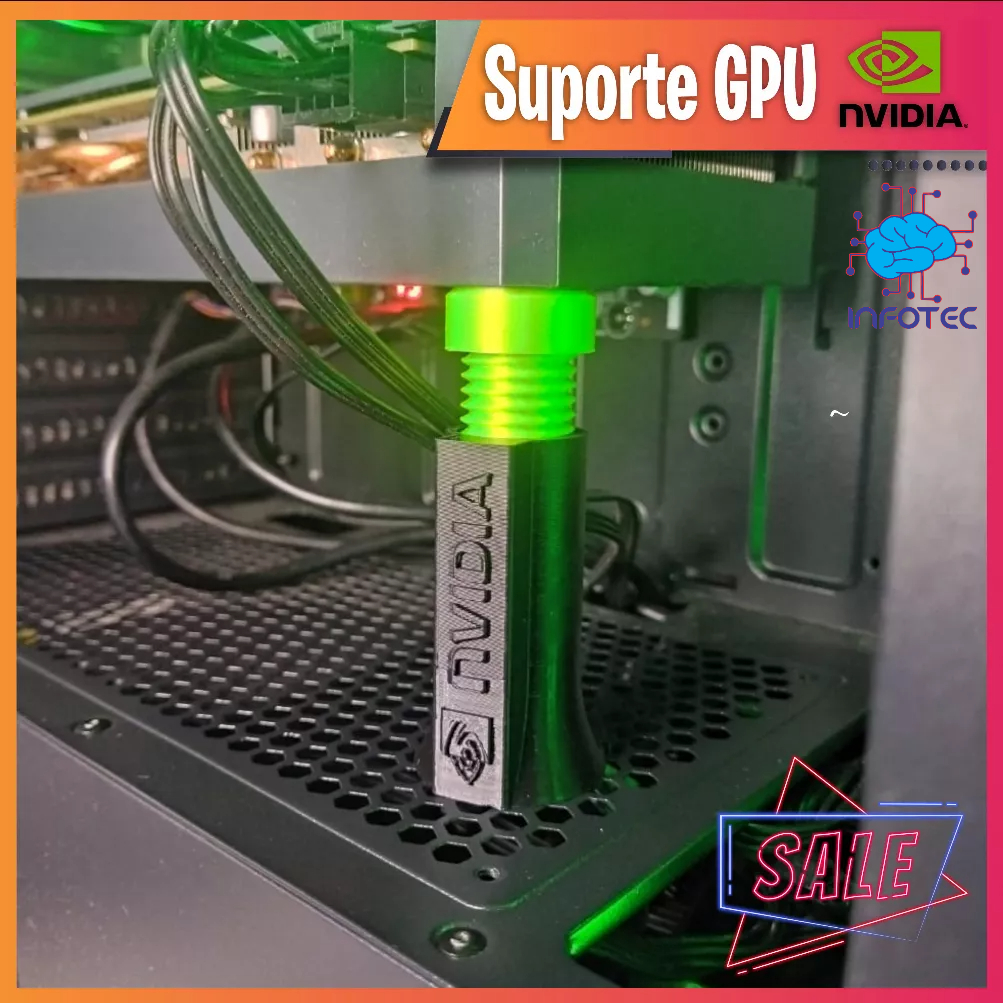 Suporte GPU placa de vídeo vertical 7cm x 12cm NVIDIA (Preto)