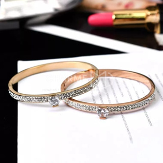 Pulseira Bracelete strass embutidos Clássica Feminina De banhado ouro Esterlina