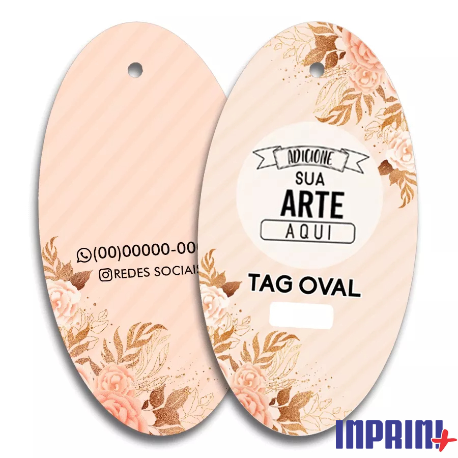 TAG ROUPA OVAL PERSONALIZADO FRENTE/VERSO | Shopee Brasil